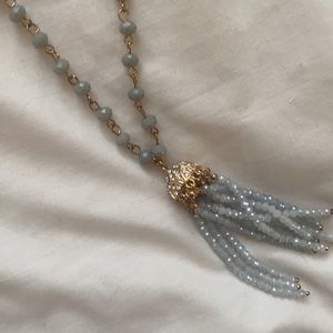 Grey Beaded Jellyfish Pendant Necklace